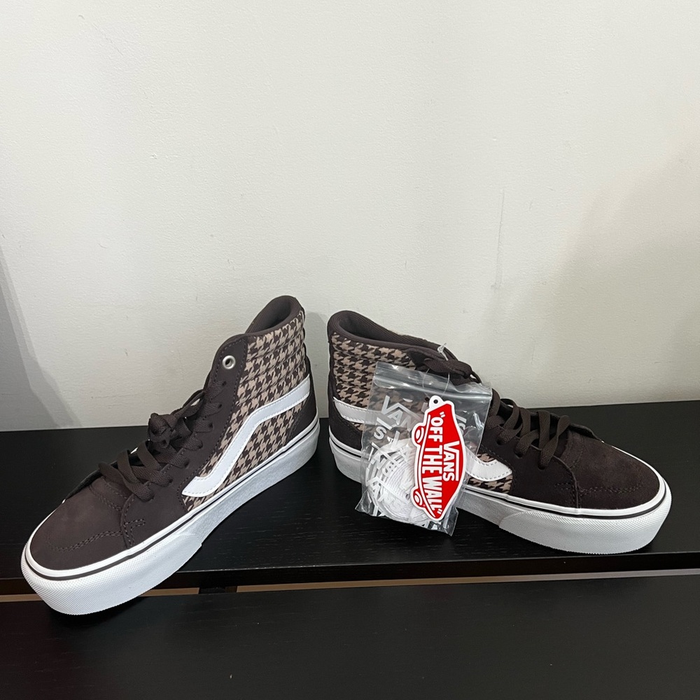 NWT Filmore Hi Pla Shoes in Plaid Mix Brown/White - Picture 6 of 8